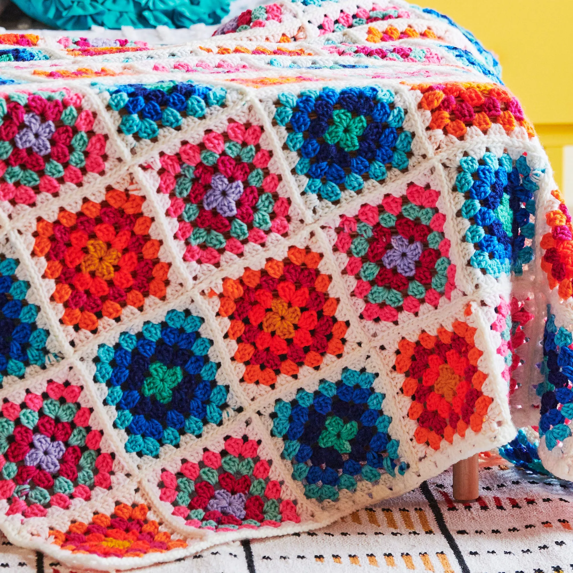 Red Heart Spectrum Dreams Crochet Granny Square Blanket
