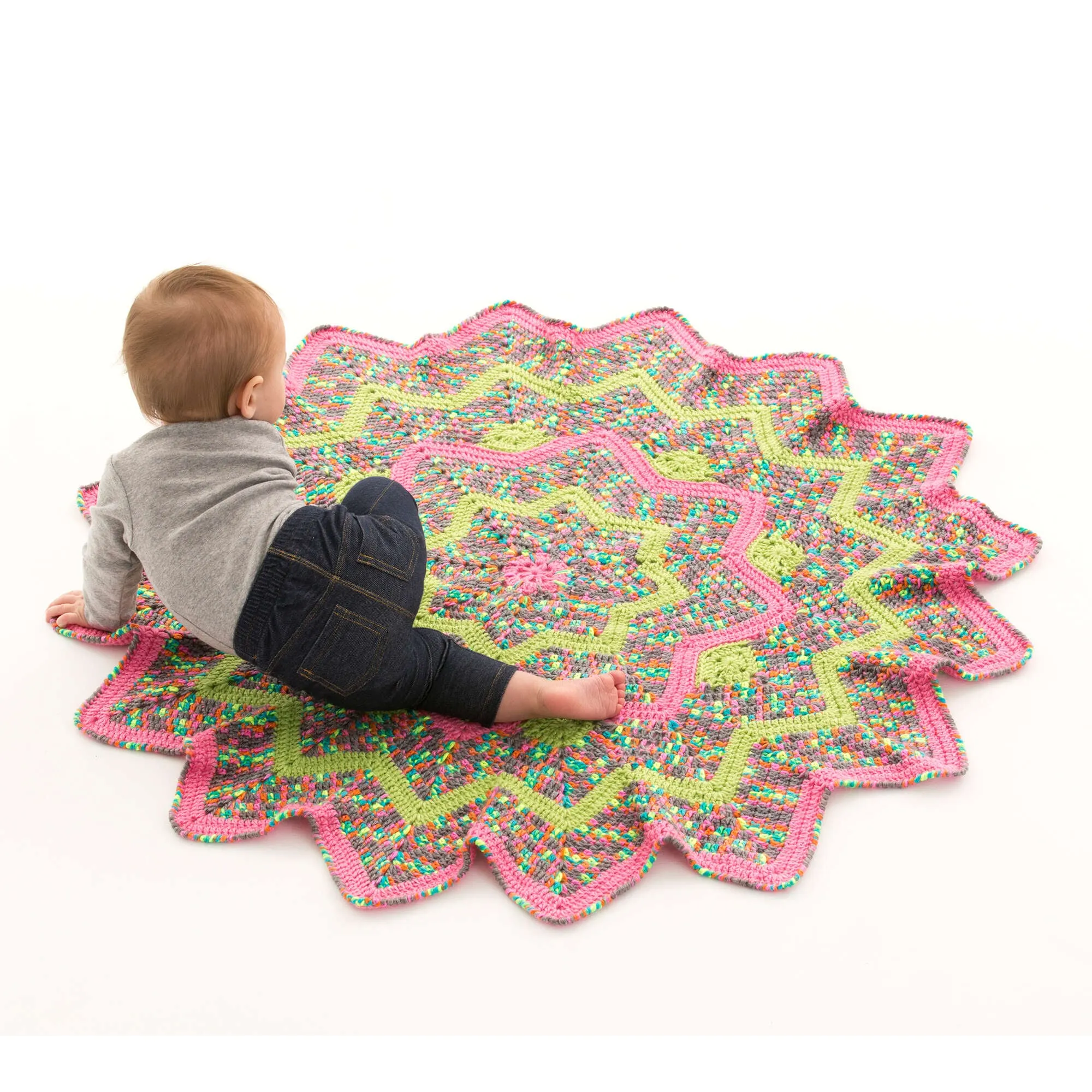 Red Heart Sunburst Crochet Baby Blanket