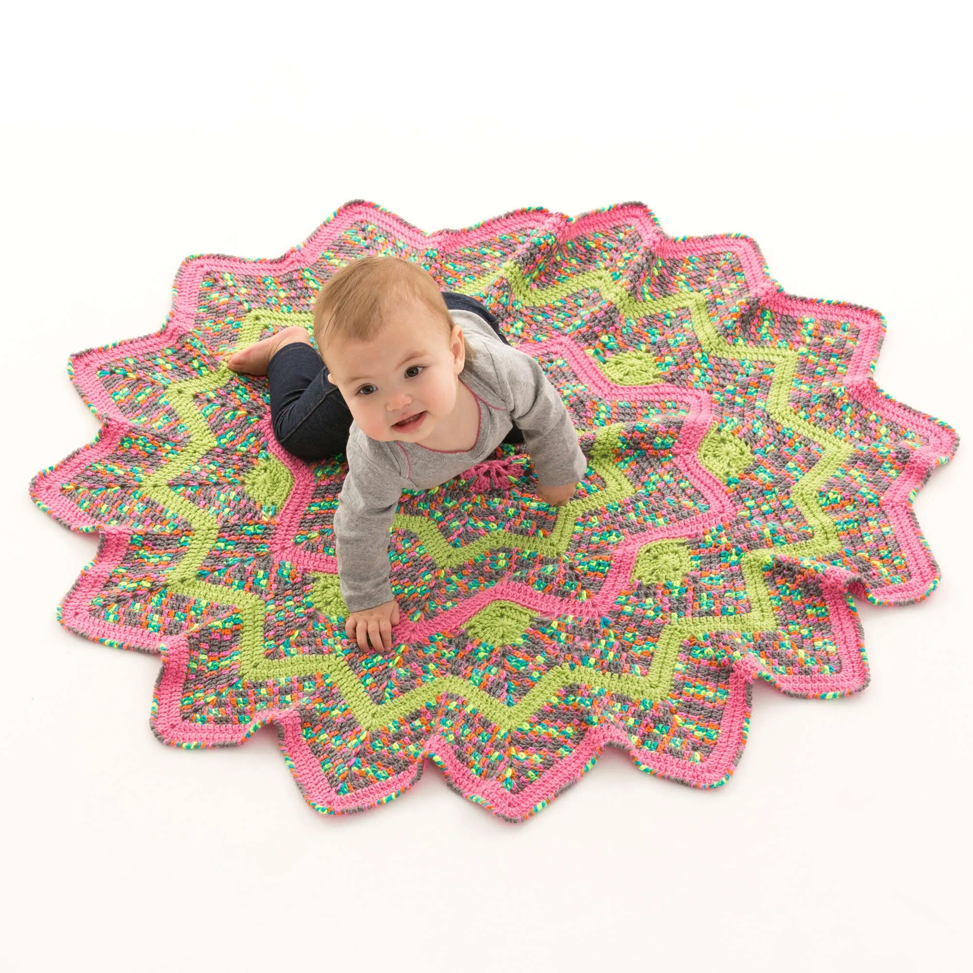 Red Heart Sunburst Crochet Baby Blanket
