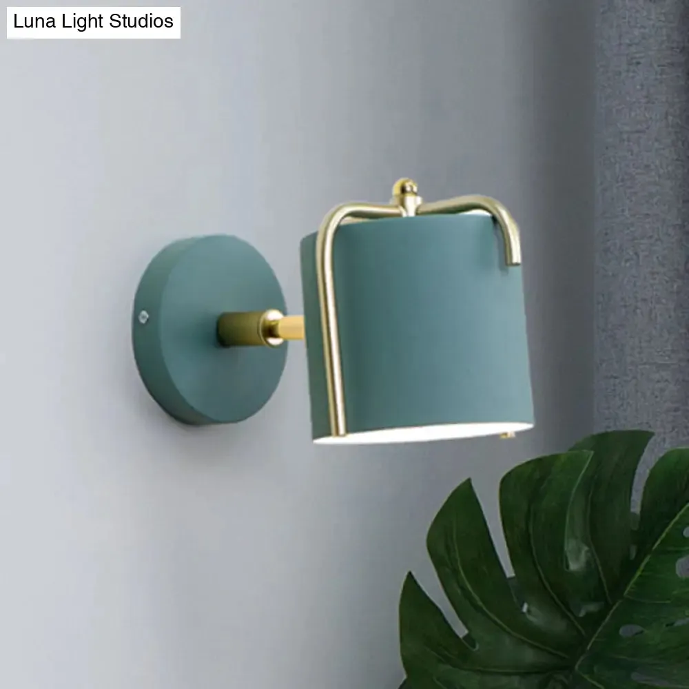 Rotatable Metal Cylinder Wall Light - Modern Macaron Loft Sconce for Bedroom Mirror