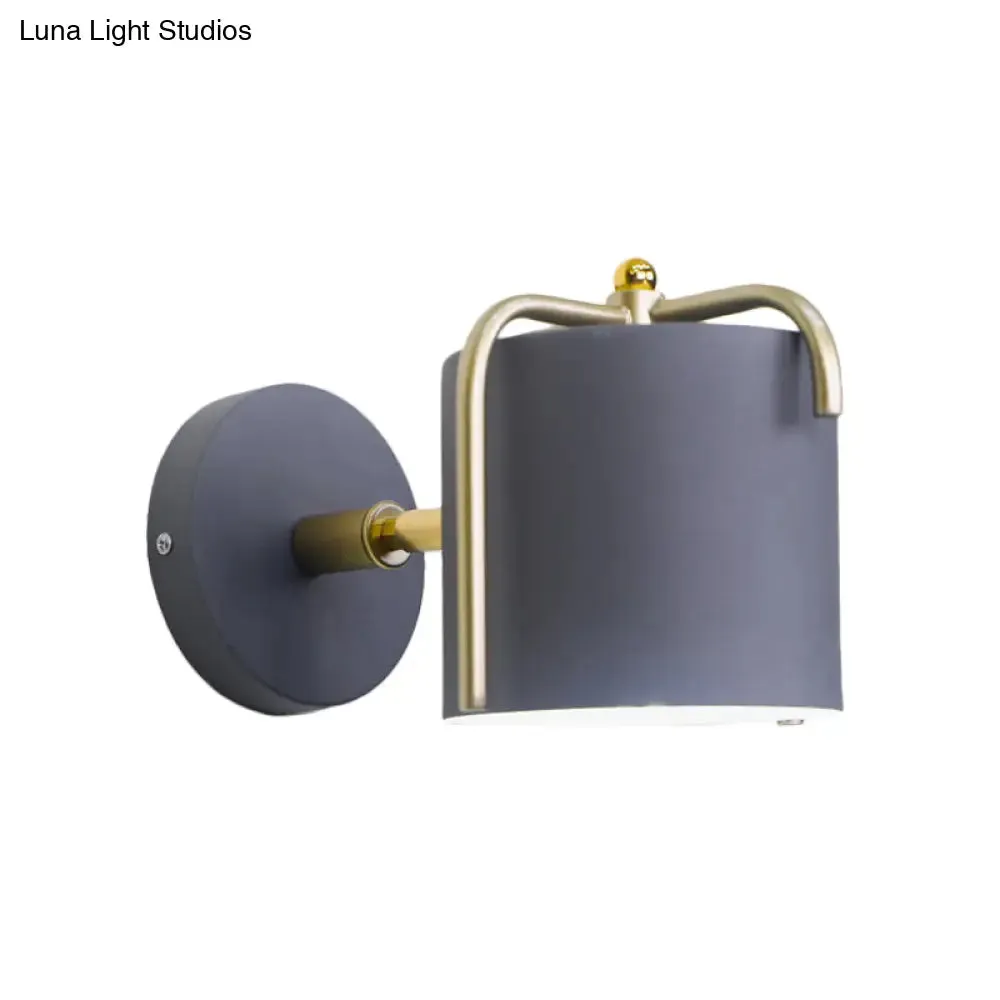 Rotatable Metal Cylinder Wall Light - Modern Macaron Loft Sconce for Bedroom Mirror