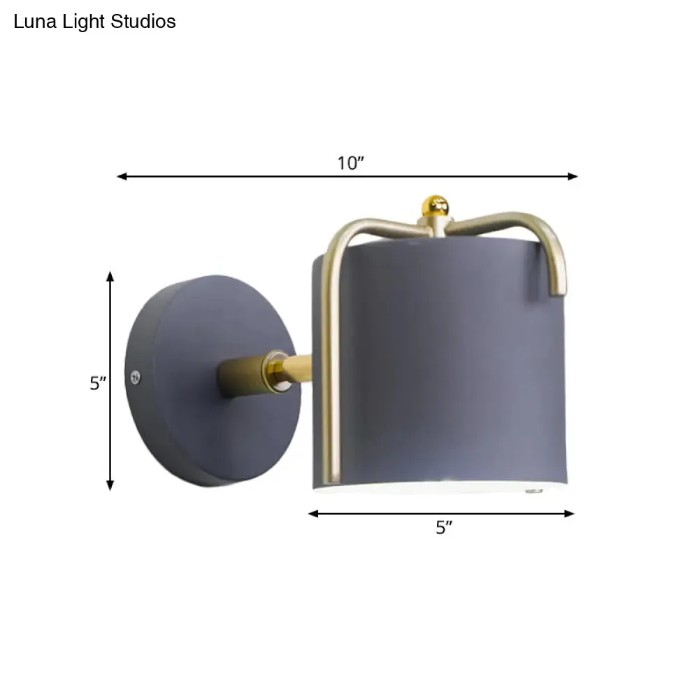 Rotatable Metal Cylinder Wall Light - Modern Macaron Loft Sconce for Bedroom Mirror