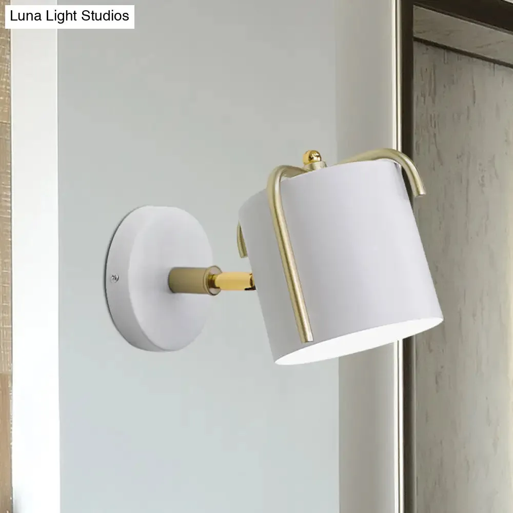Rotatable Metal Cylinder Wall Light - Modern Macaron Loft Sconce for Bedroom Mirror