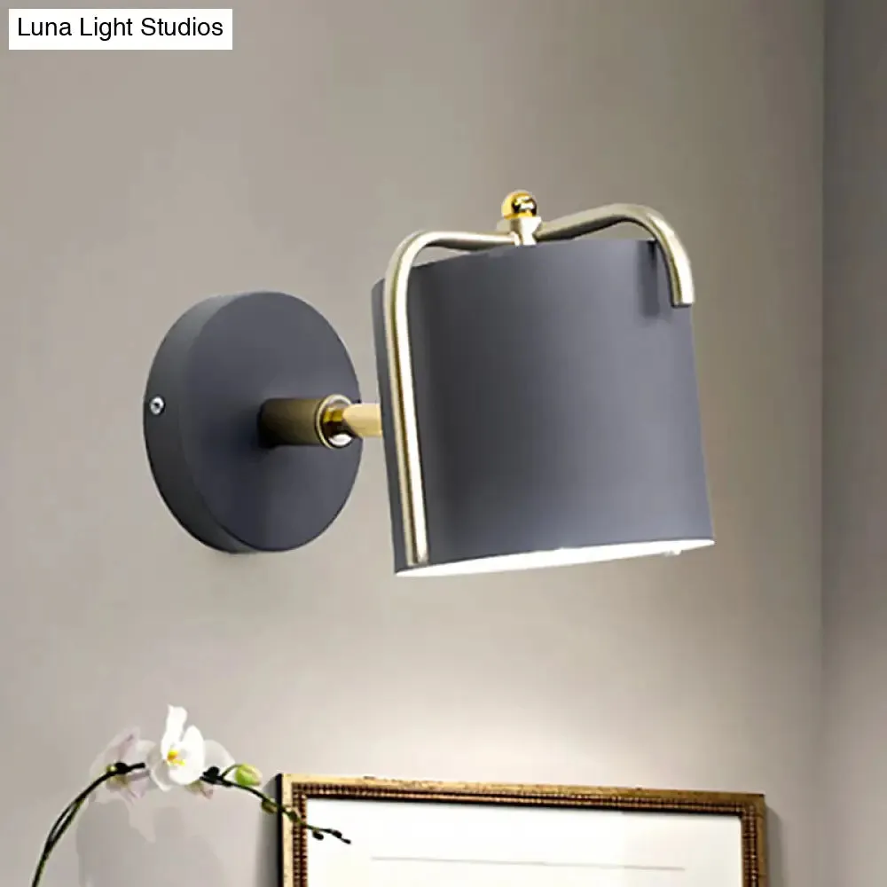 Rotatable Metal Cylinder Wall Light - Modern Macaron Loft Sconce for Bedroom Mirror