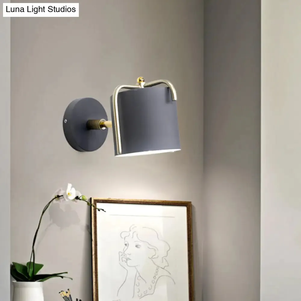 Rotatable Metal Cylinder Wall Light - Modern Macaron Loft Sconce for Bedroom Mirror