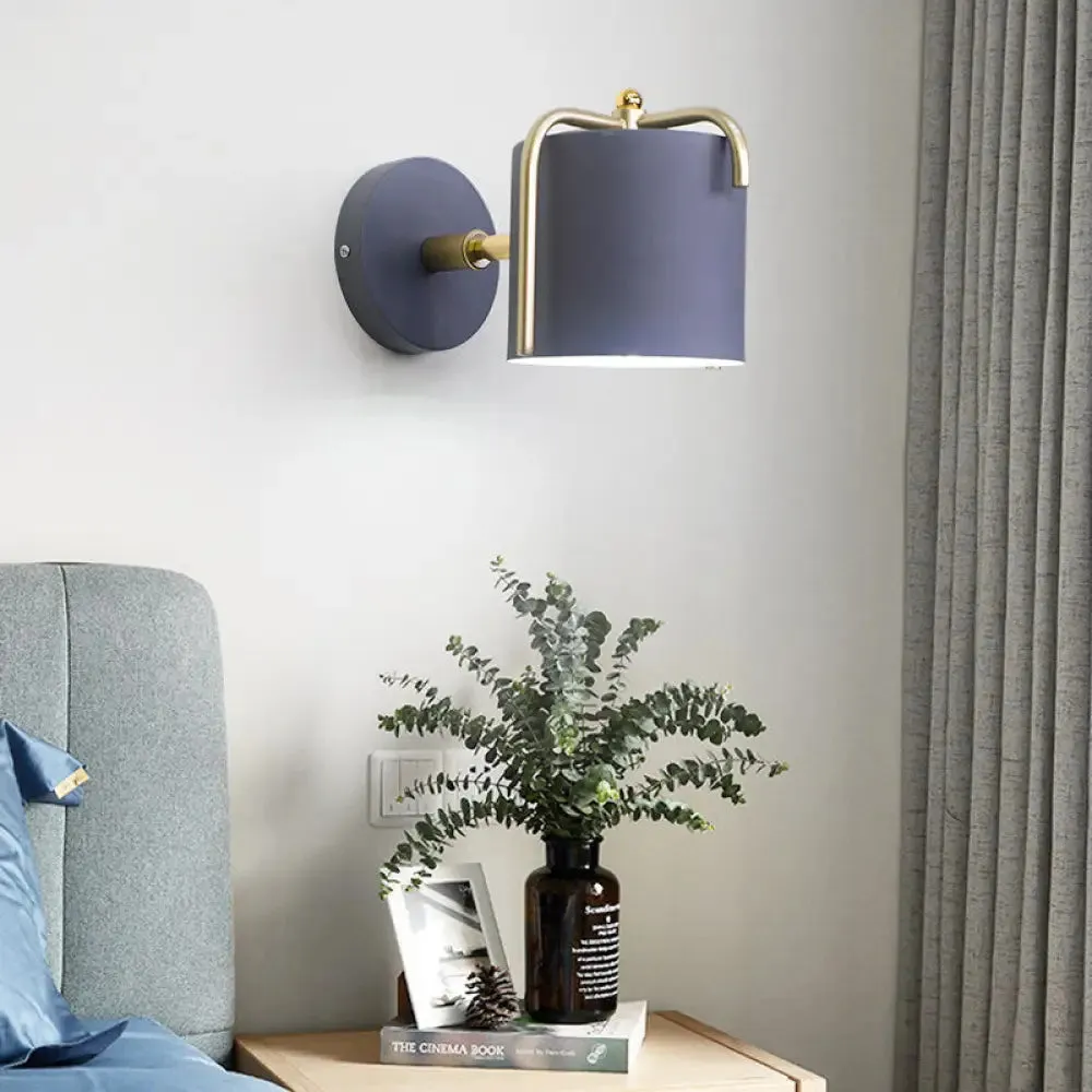 Rotatable Metal Cylinder Wall Light - Modern Macaron Loft Sconce for Bedroom Mirror
