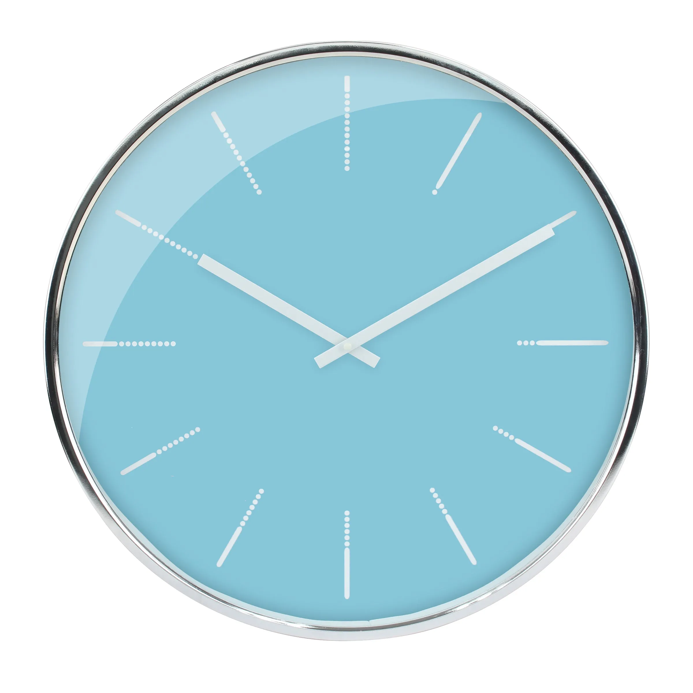 Round Blue Clock with Shiny Silver Notches (WS)