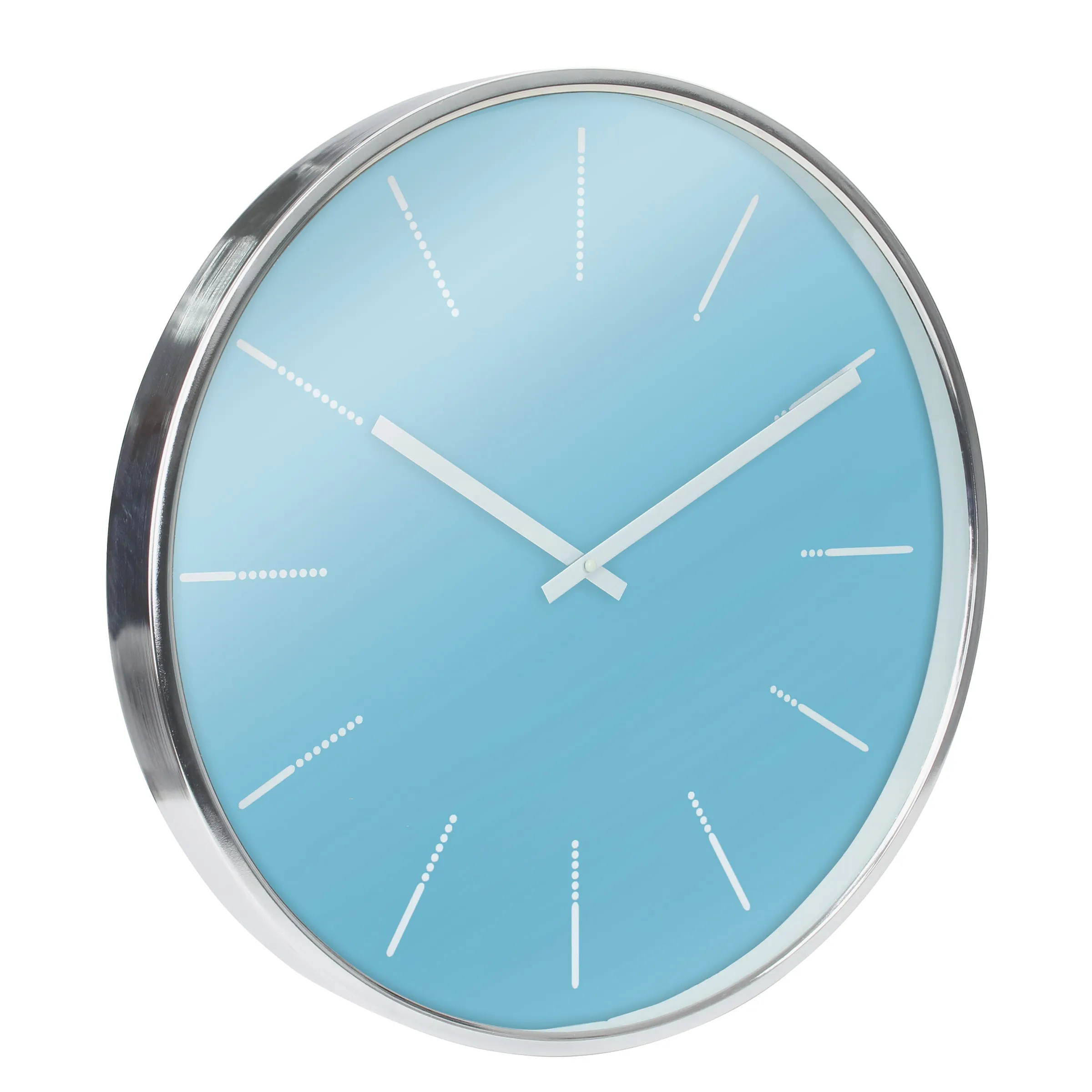 Round Blue Clock with Shiny Silver Notches (WS)