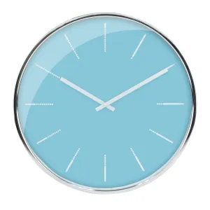 Round Blue Clock with Shiny Silver Notches (WS)
