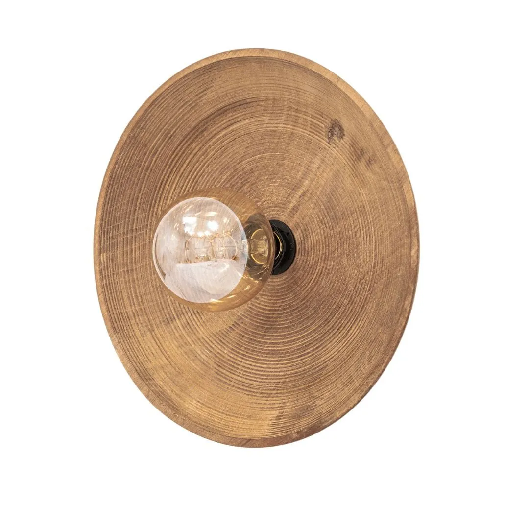 Round Teak Wall Lamp | 40cm