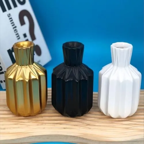 SATYAM KRAFT 1 Pcs Resin Flower Vase for Home Decor, Bedroom, Living Room,Office,ganpati mandap Decoration,Balcony, Kitchen,Table,Birthday Gift, Anniversary, Nordic Design (Pack of 1)(Resin)(Golden)