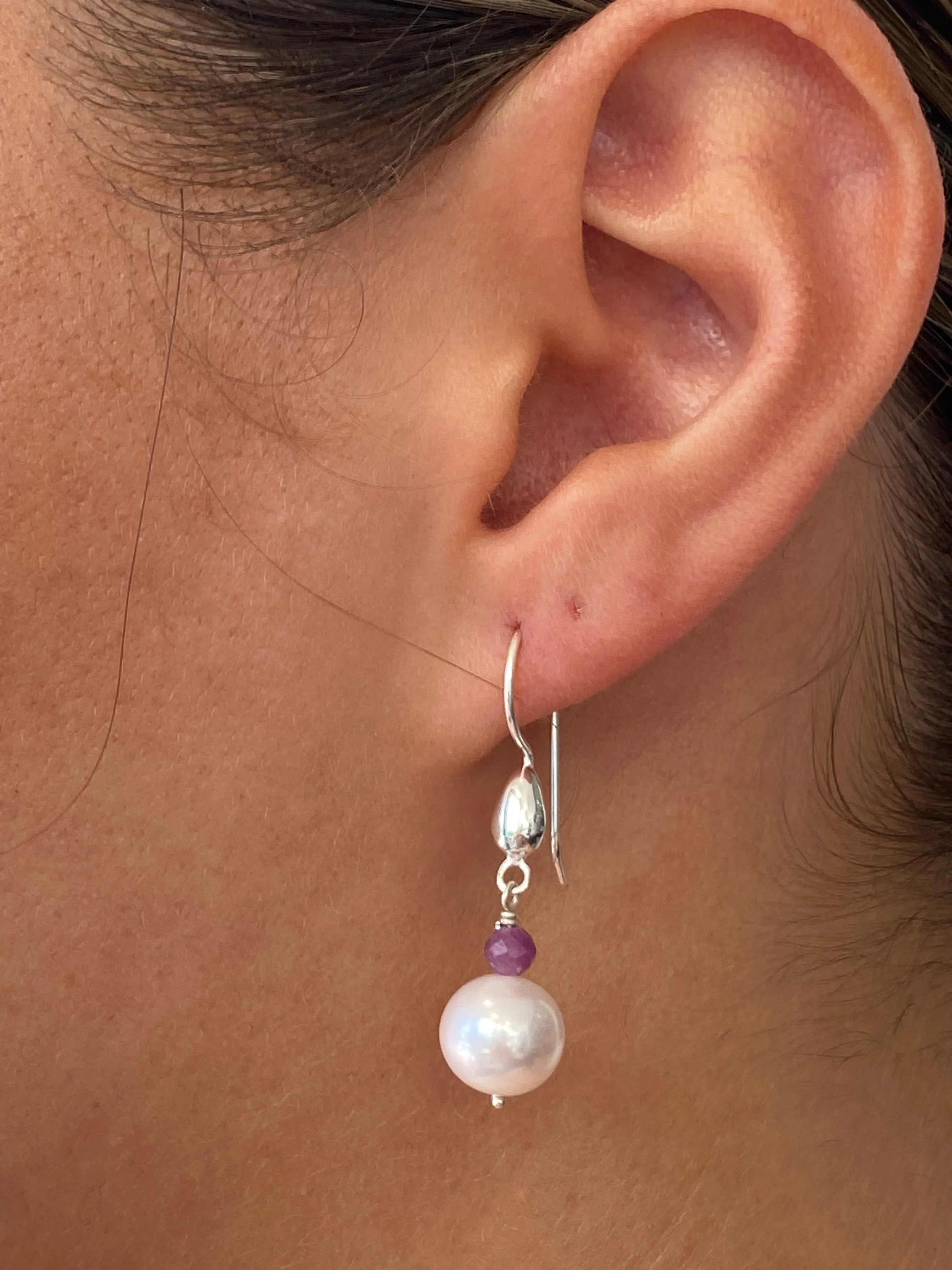 Sea Dreams Pearl Earrings Rhodochristite