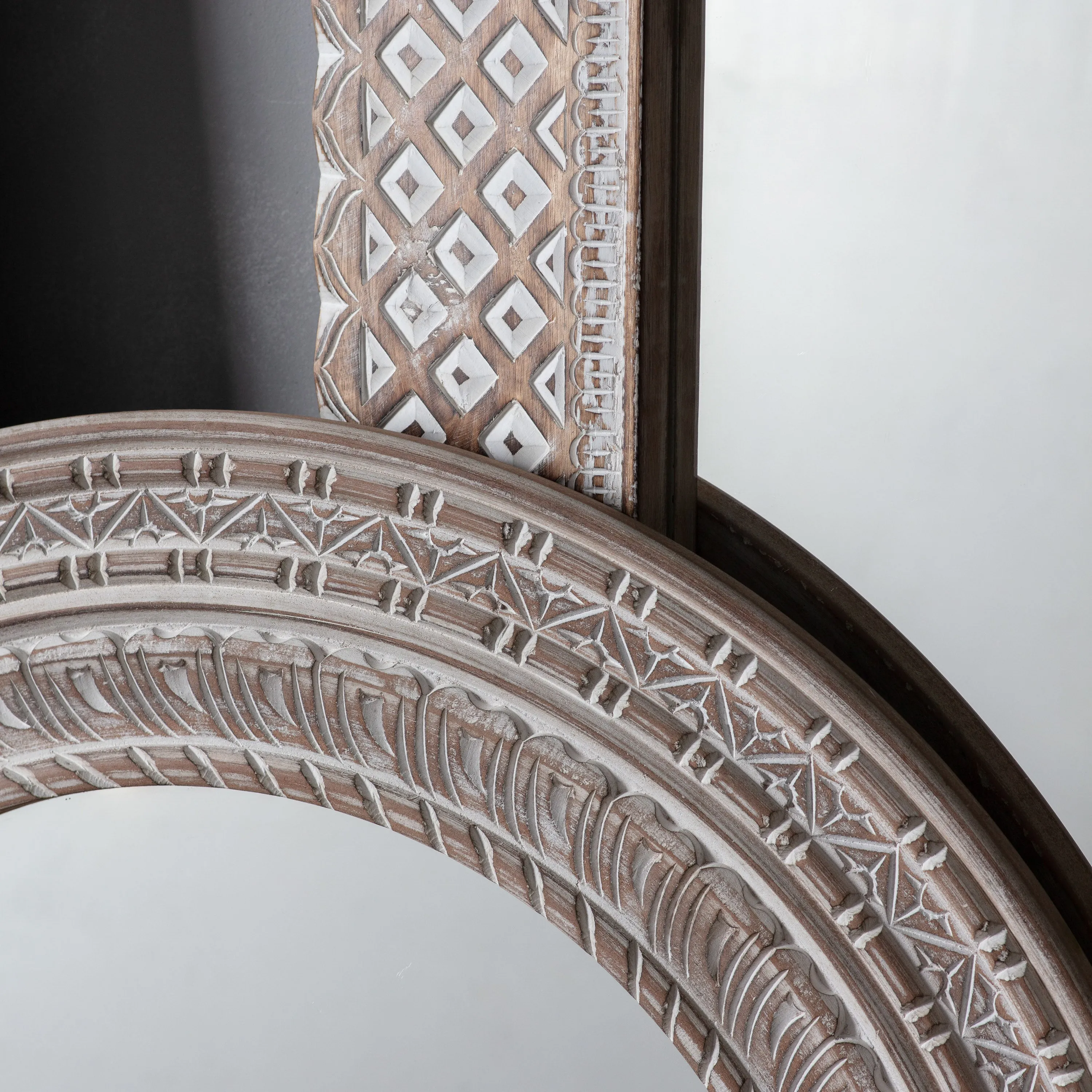 Seraphina Carved Round Mirror
