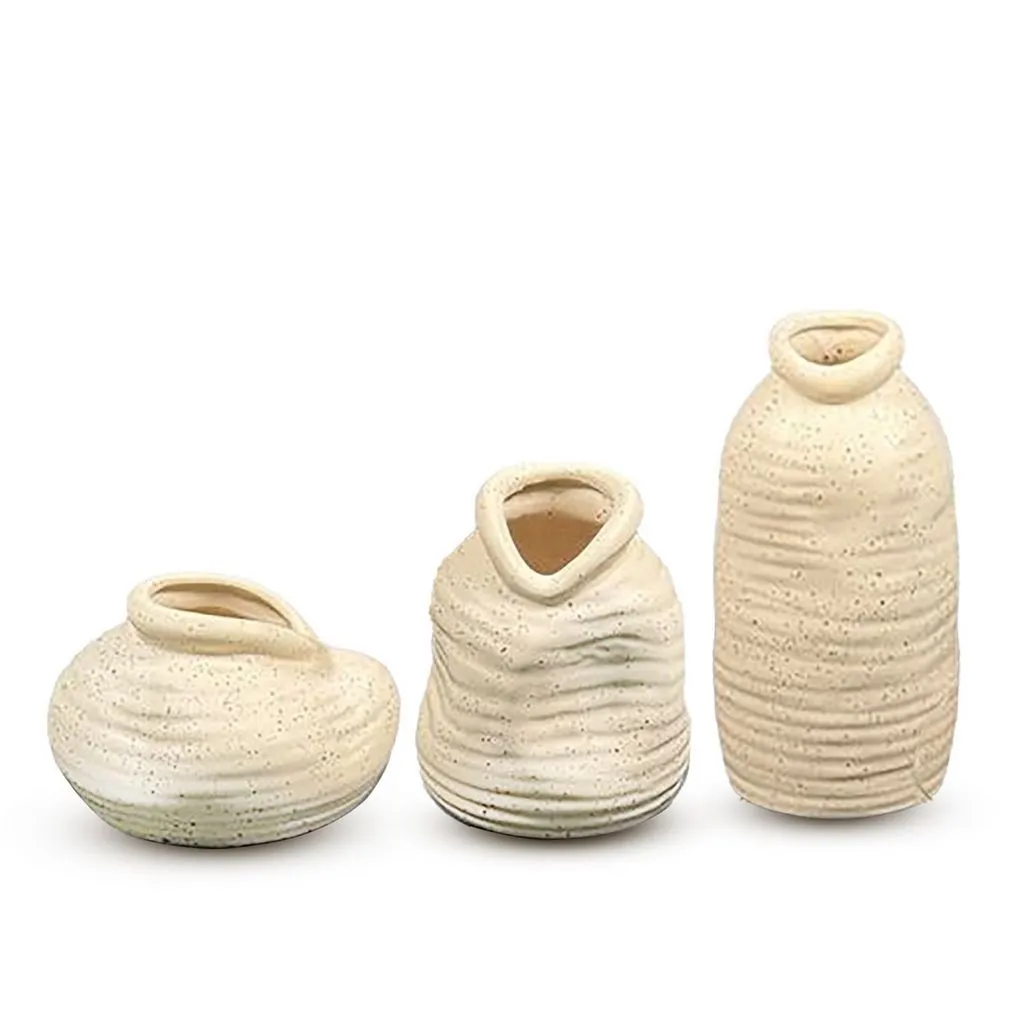 Set of 3 Artistic Ceramic Vases | Textured Vase | Design Vase | Ceramic Vessel