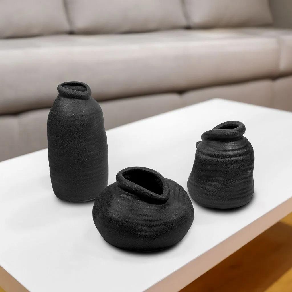 Set of 3 Artistic Ceramic Vases | Textured Vase | Design Vase | Ceramic Vessel