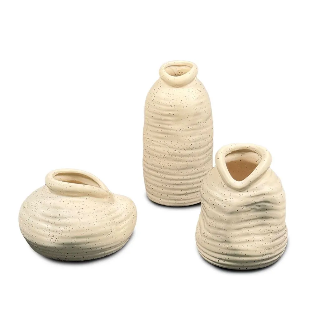 Set of 3 Artistic Ceramic Vases | Textured Vase | Design Vase | Ceramic Vessel