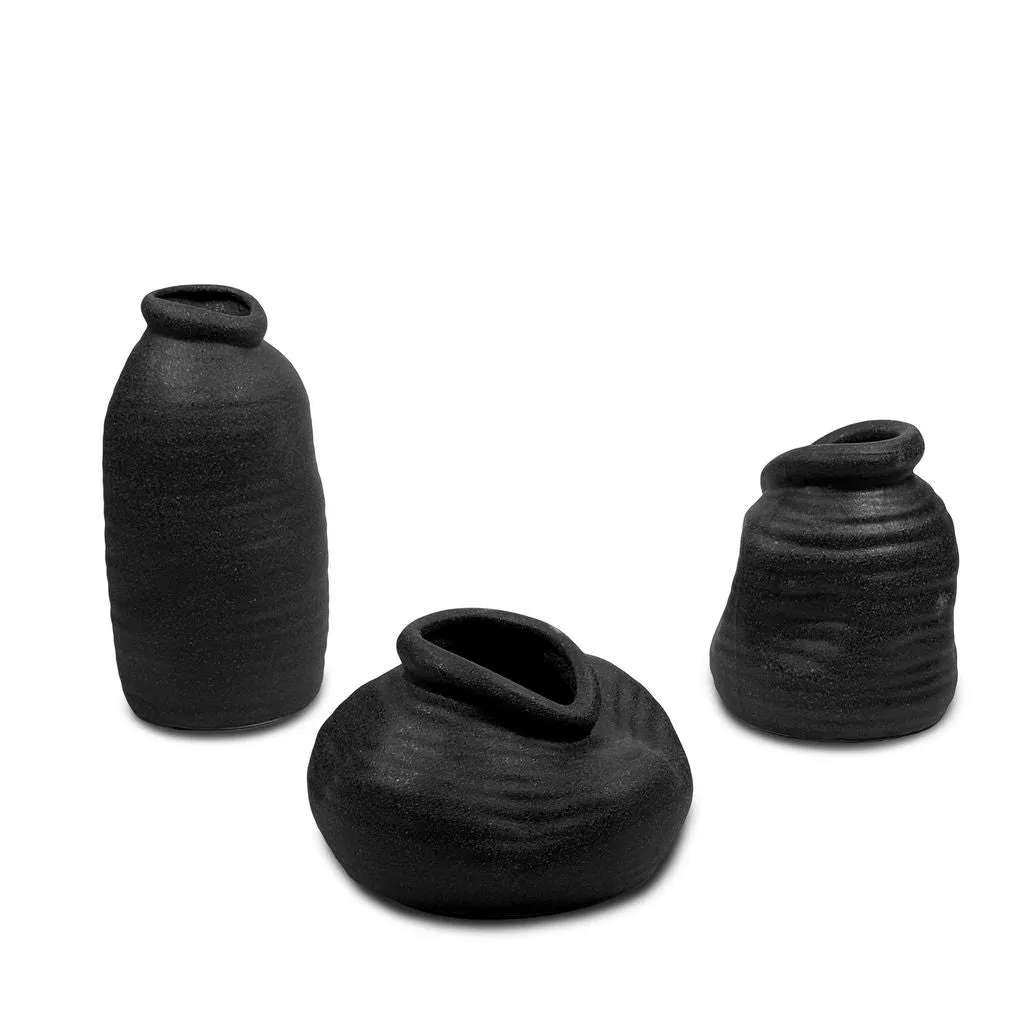 Set of 3 Artistic Ceramic Vases | Textured Vase | Design Vase | Ceramic Vessel