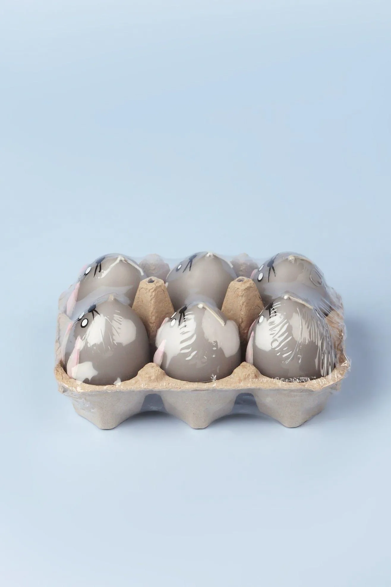 Set of 6 - Hoppy Easter Egg Candles - Grey