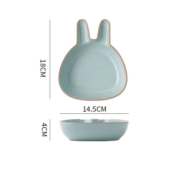 Set of cute cartoon ceramic plate