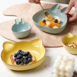 Set of cute cartoon ceramic plate