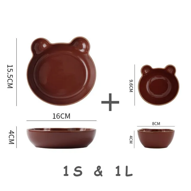 Set of cute cartoon ceramic plate