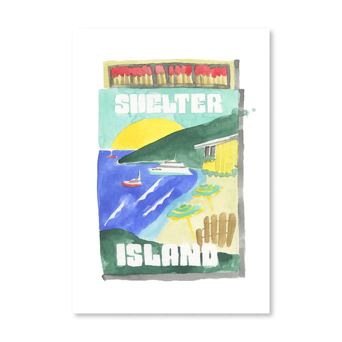 Shelter Island Matchbook Illustration Print