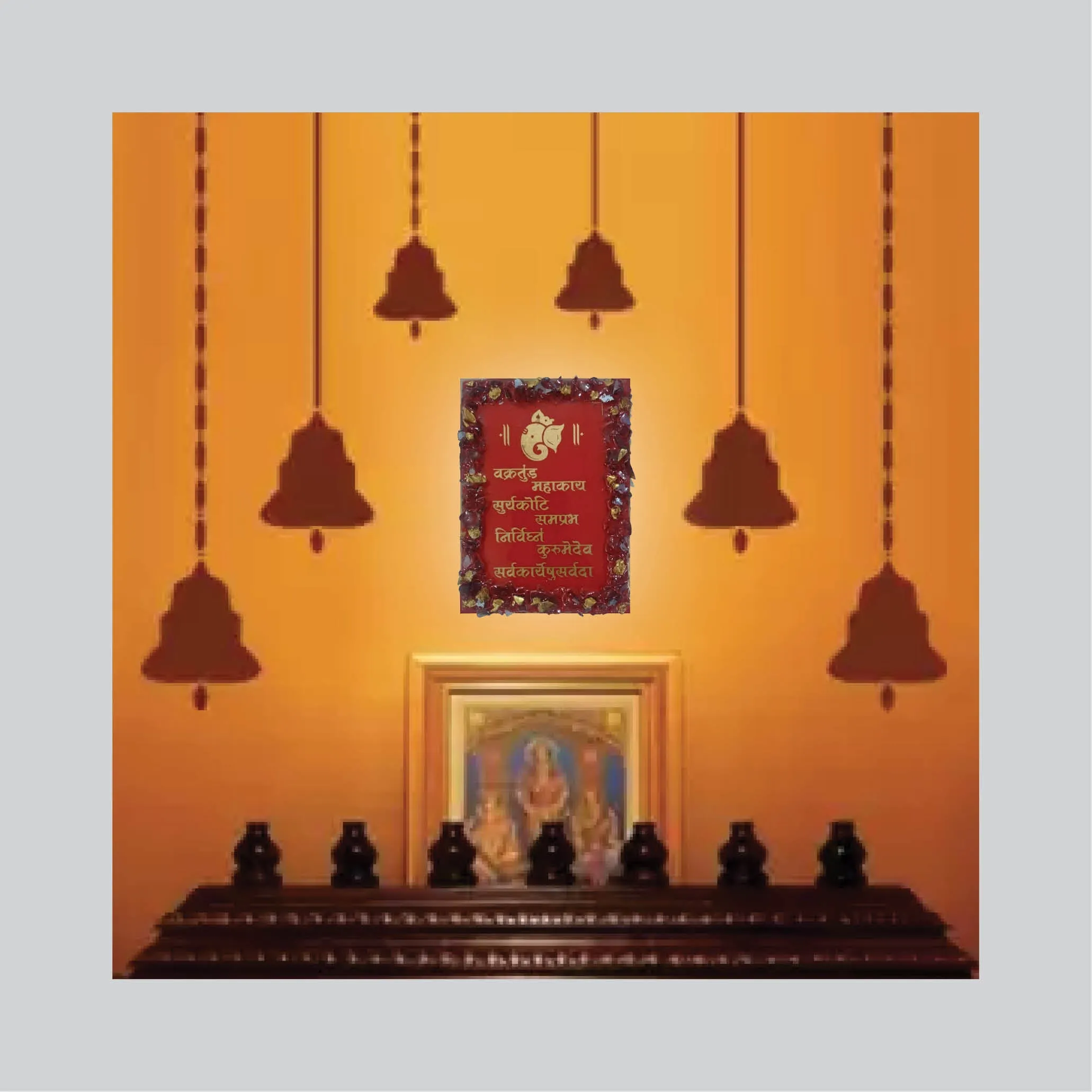 Shree Ganesh Mantra Resin Wall Hanging(Red)(7x5 Inch)