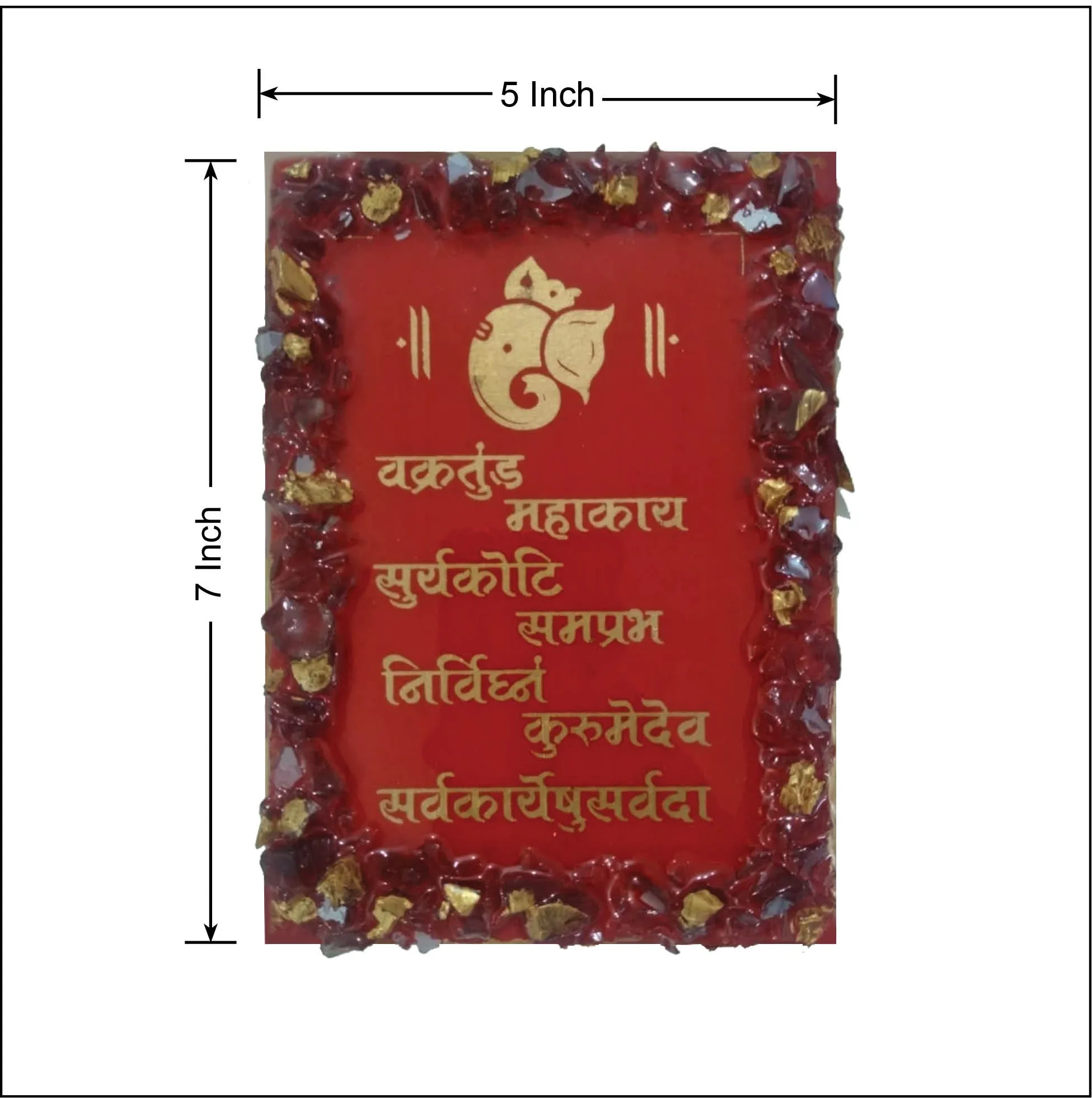 Shree Ganesh Mantra Resin Wall Hanging(Red)(7x5 Inch)