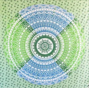 Shri Blue Green Ombre Mandala Throw