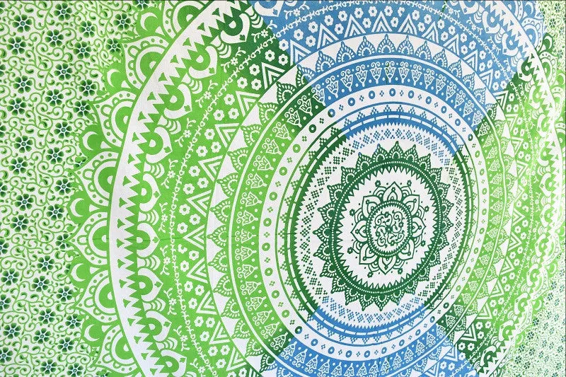 Shri Blue Green Ombre Mandala Throw