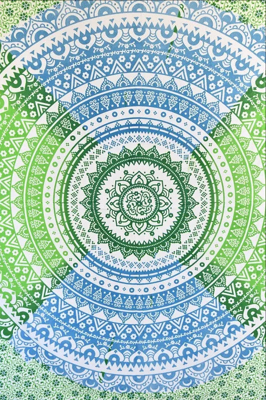 Shri Blue Green Ombre Mandala Throw
