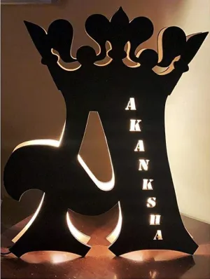 Shri Kanth Art Wooden Alphabet Customized Name LED Lamp for Wall Hanging Personalized with Any Alphabet and Name, Black, Pack of 1