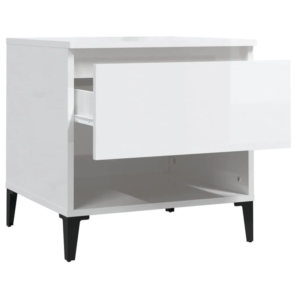 Side Tables 2 pcs High Gloss White 50x46x50 cm Engineered Wood