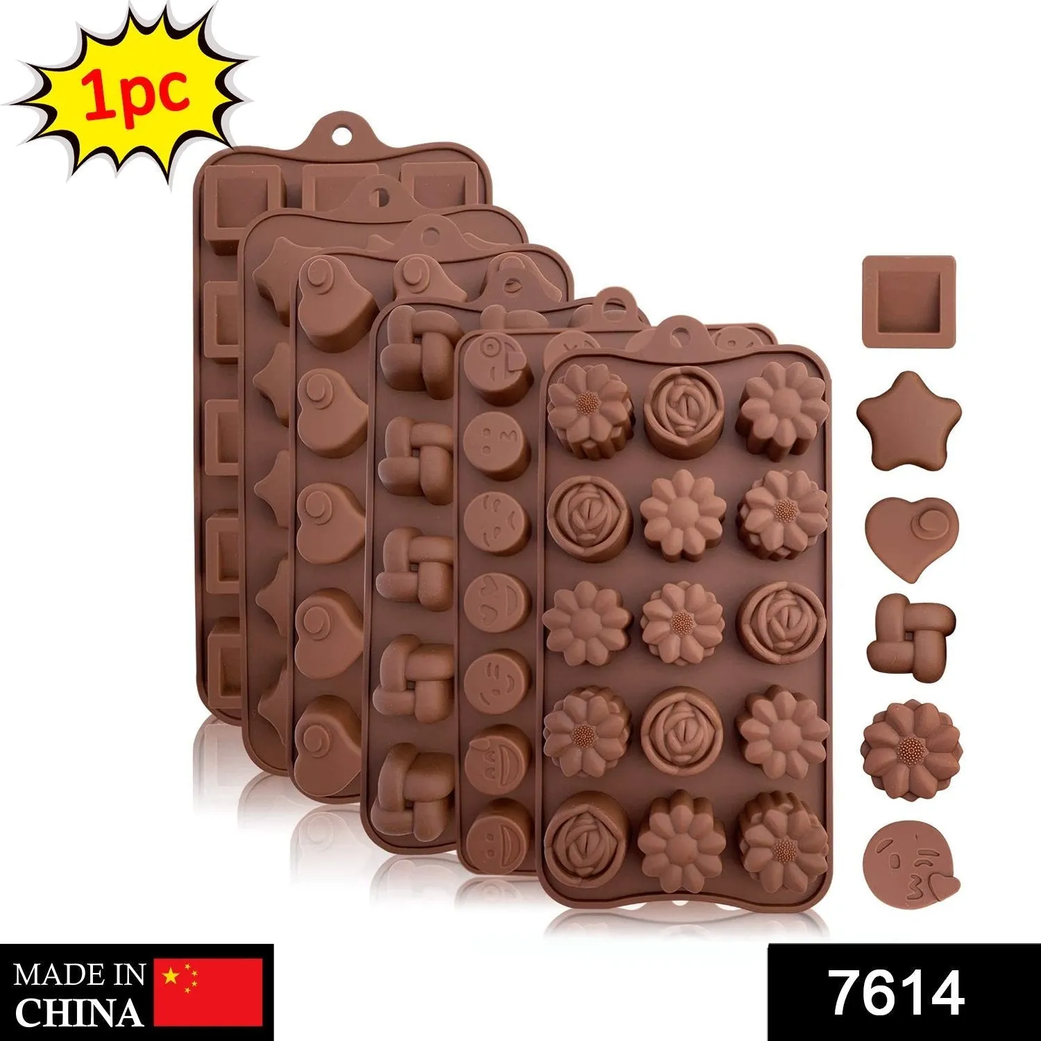 Silicone Food Grade Reusable Non-Stick Multi Shape 15 Cavity Chocolate Mold