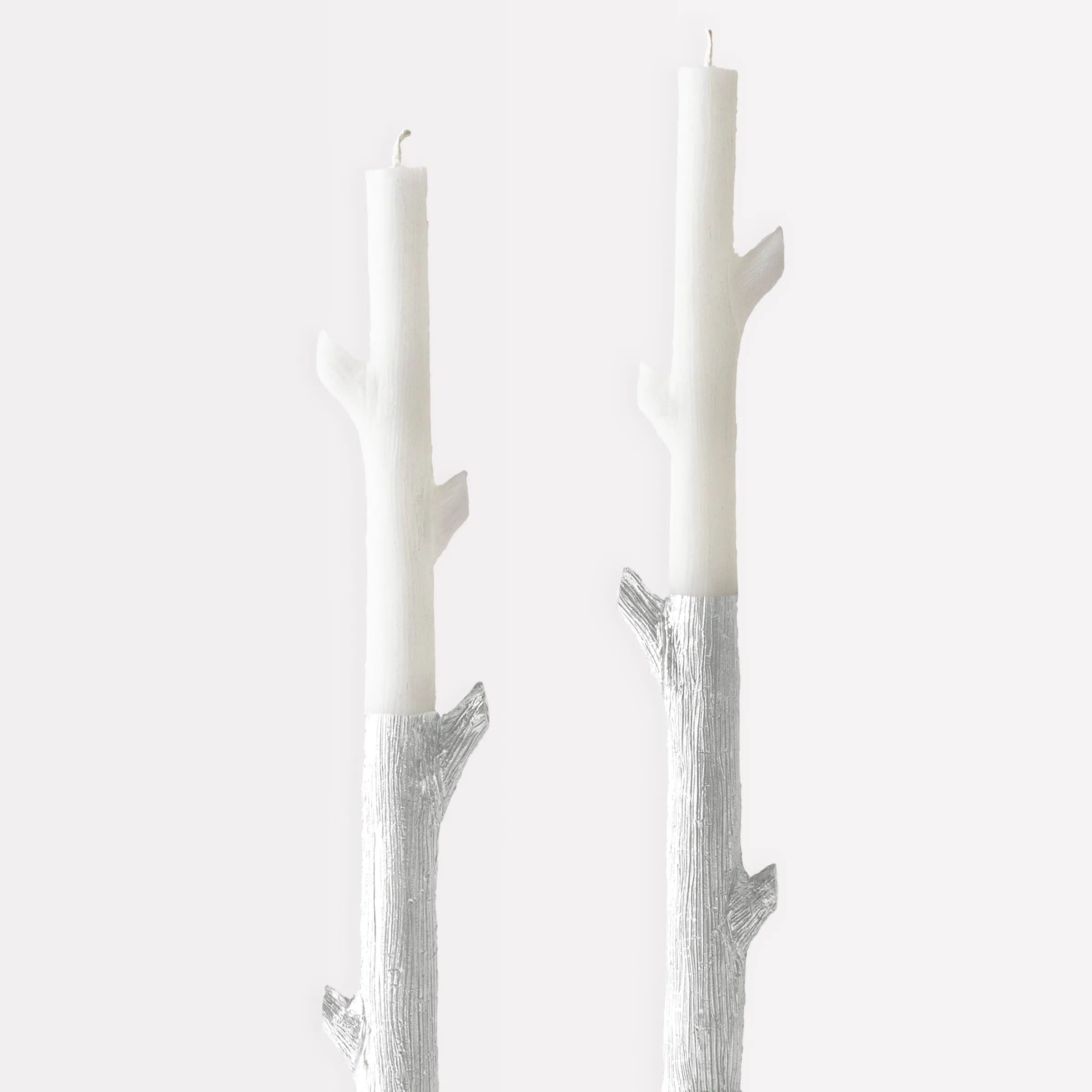Silver Dipped Stick Candles (x 2)