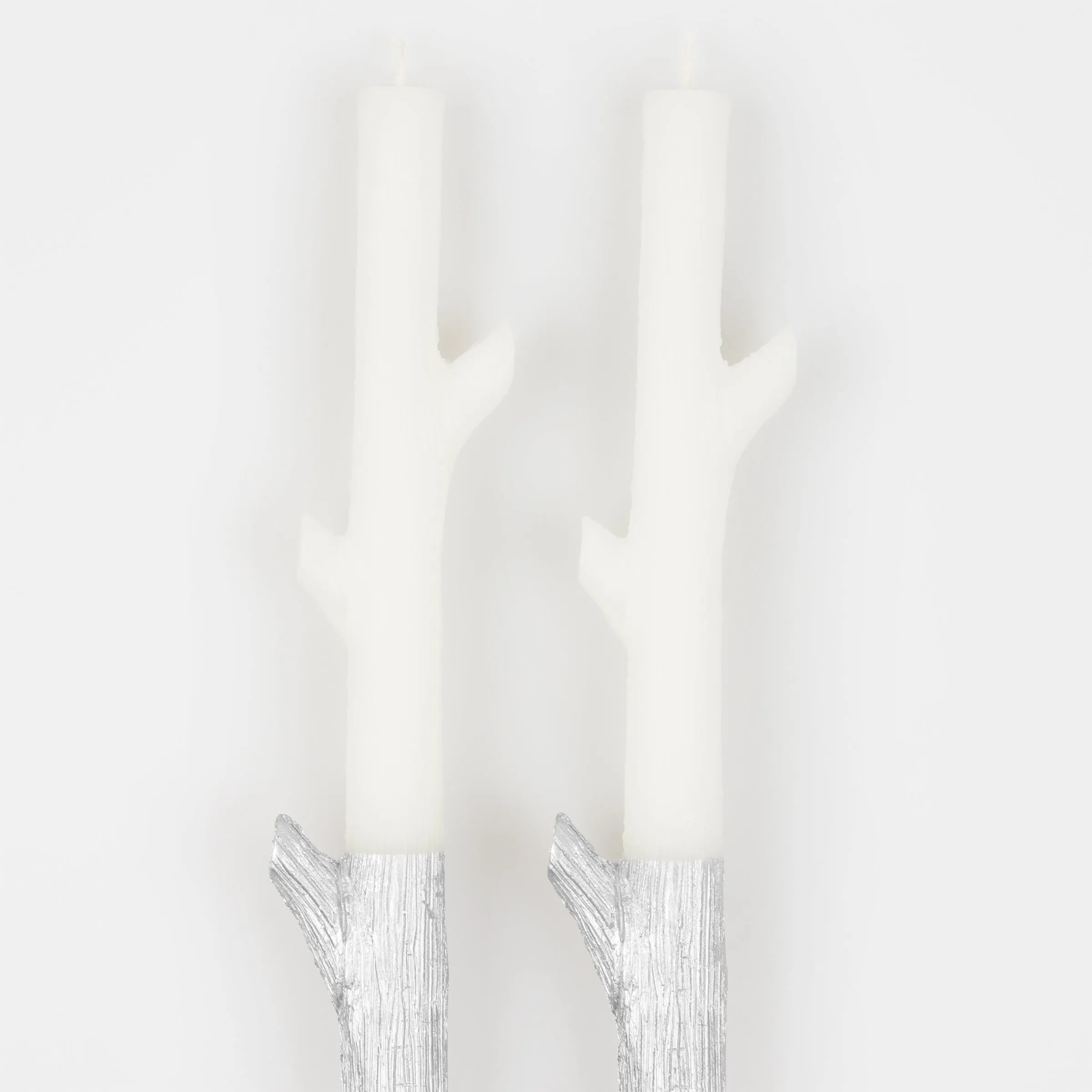 Silver Dipped Stick Candles (x 2)