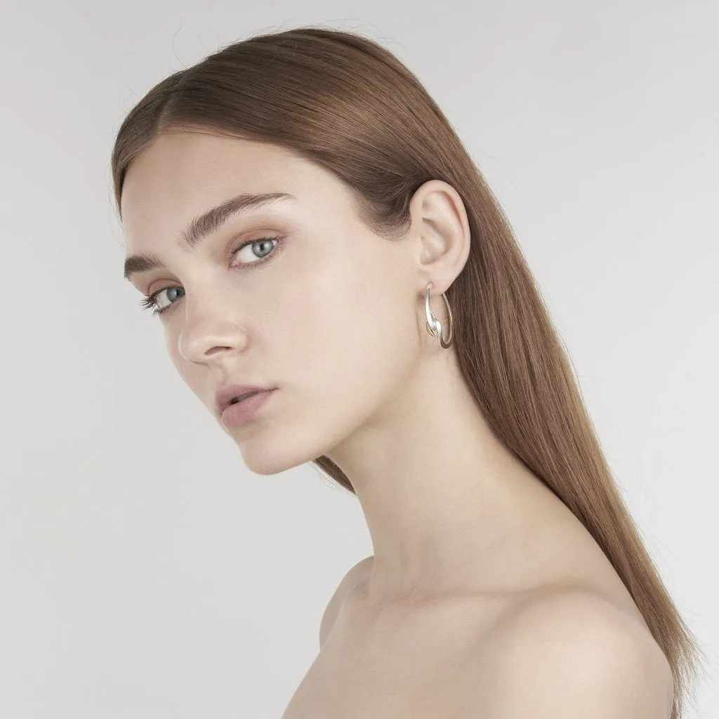 Silver Hook Hoop Earrings
