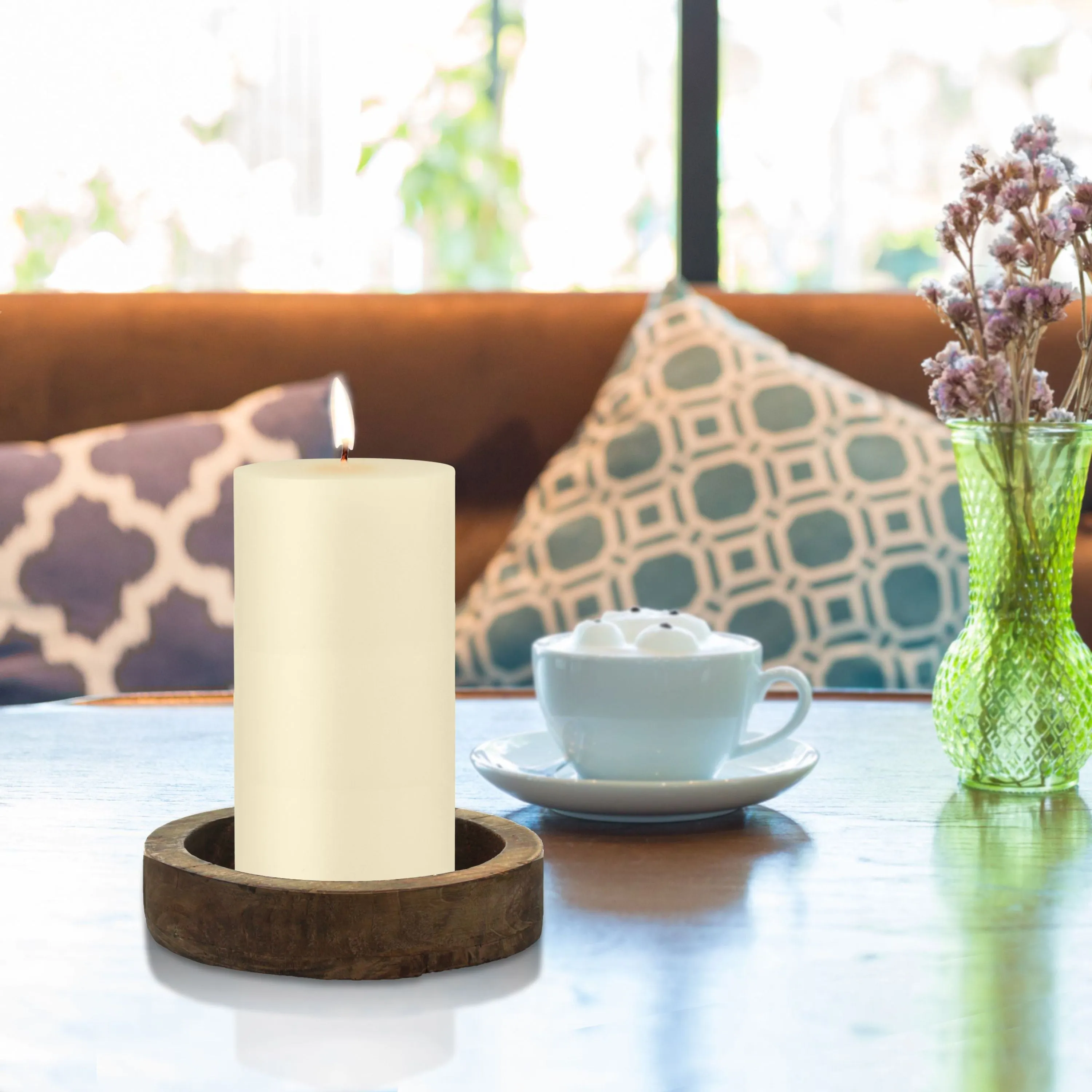Stonebriar Unscented 3" x 6" 1-Wick Ivory Pillar Candles, 6 Pack, Off-White (WS)