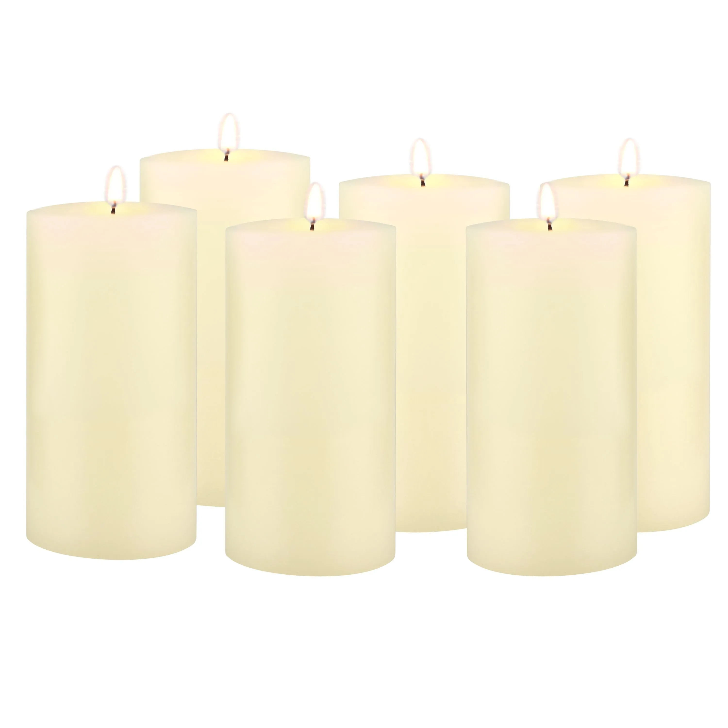 Stonebriar Unscented 3" x 6" 1-Wick Ivory Pillar Candles, 6 Pack, Off-White (WS)