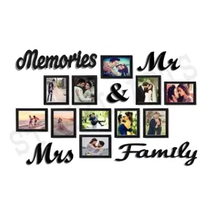 Stuthi Arts Photo Frames For Family, Friends, Couples, Wall Decor, Birthday Gifts, Bedroom, Baby, Anniversary, And Big Designer Wood Photo Frame (Black, 11 Photo(s)) (Black)