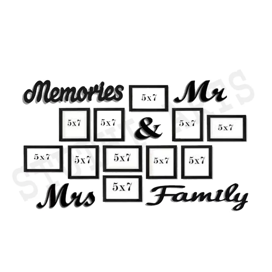Stuthi Arts Photo Frames For Family, Friends, Couples, Wall Decor, Birthday Gifts, Bedroom, Baby, Anniversary, And Big Designer Wood Photo Frame (Black, 11 Photo(s)) (Black)