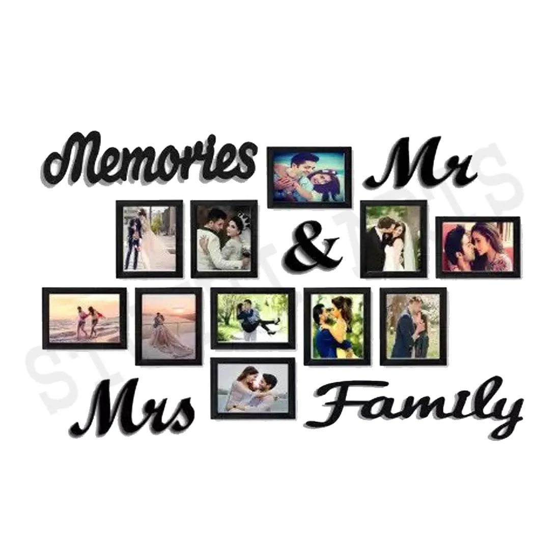 Stuthi Arts Photo Frames For Family, Friends, Couples, Wall Decor, Birthday Gifts, Bedroom, Baby, Anniversary, And Big Designer Wood Photo Frame (Black, 11 Photo(s)) (Black)