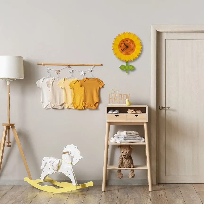 Sunflower Wooden Pendulum Clock by Popclox