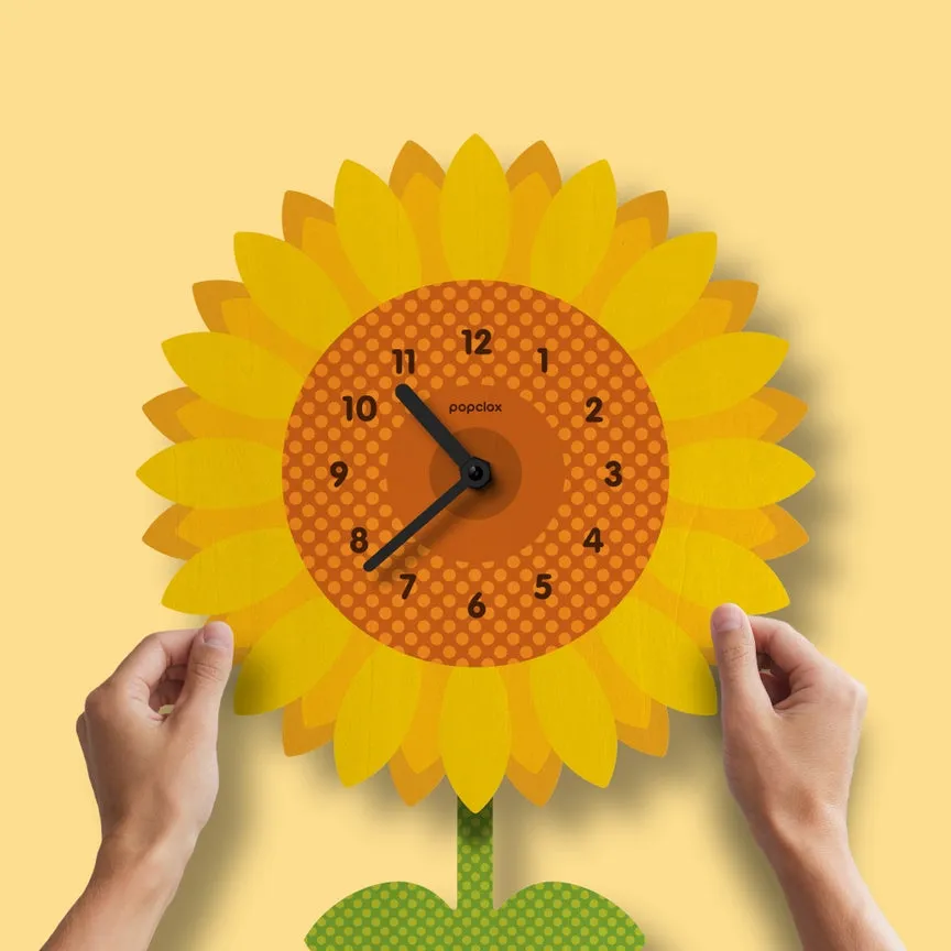 Sunflower Wooden Pendulum Clock by Popclox