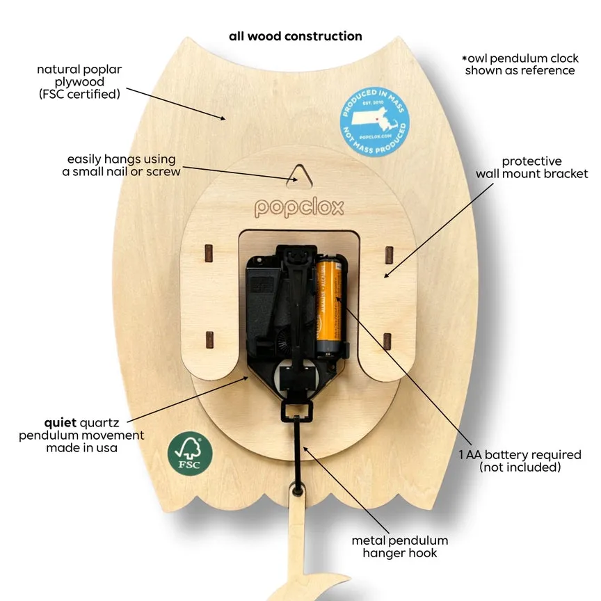 Sunflower Wooden Pendulum Clock by Popclox