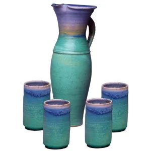 Tall Pitcher and Four Tumbler Set by Maishe Dickman
