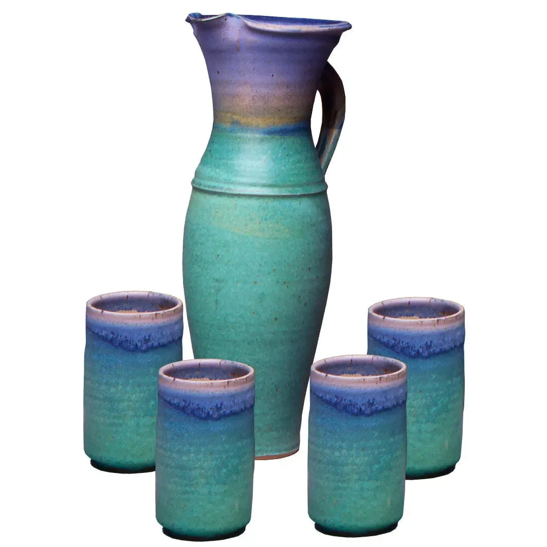 Tall Pitcher and Four Tumbler Set by Maishe Dickman
