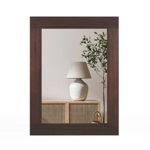 Tangkula 24" x 32" Wood Mirror for Wall, Wall Mounted Rectangular Decorative Mirror for Bathroom Living Room