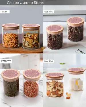 The Better Home Borosilicate Kitchen Containers Set with Lid (2Pcs - 1L Each) | Jar For Kitchen Storage Box | Glass Jars For Cookies, Snack, Spices, Tea, Coffee | Jars & Containers Set (Red)