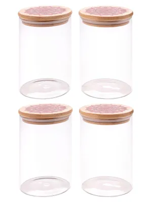 The Better Home Borosilicate Kitchen Containers with Lid (4Pcs - 1L Each) | Jar For Kitchen Storage Box | Glass Jars For Cookies, Snack, Spices, Tea, Coffee | Airtight Jars & Containers Set (Red)